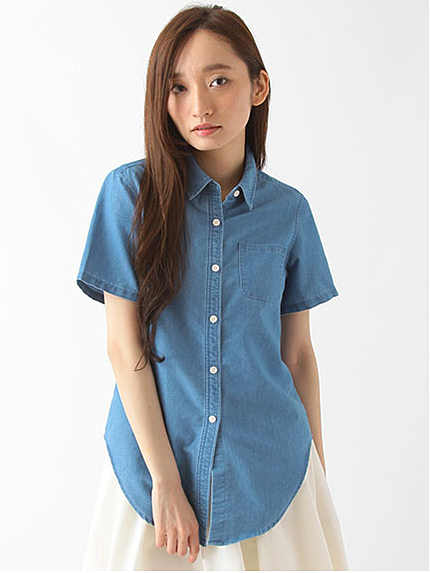 デニム半袖シャツ