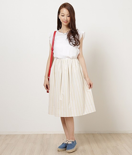 ★5/21ヒルナンデス!でご紹介★ ストライプタックギャザースカート