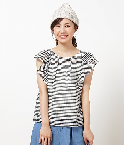 【WASHABLE SILK】袖フリルブラウス