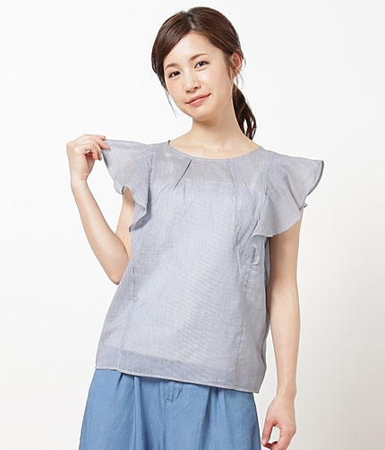【WASHABLE SILK】袖フリルブラウス