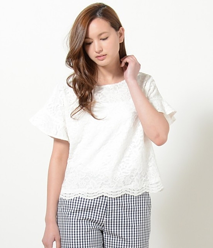 【steady.6月号掲載】			レース袖フレアプルオーバー