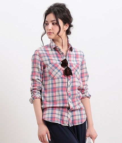 ツイルチェックシャツブラウス