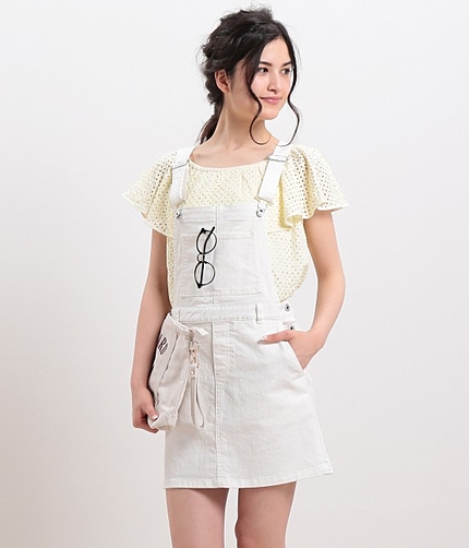 【non-no7月号掲載】 ホワイトデニムサロペットスカート