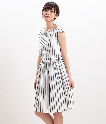 ストライプギャザーワンピース