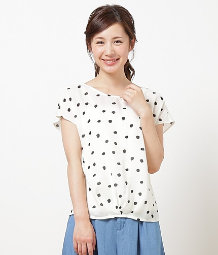 手描きドットブラウス