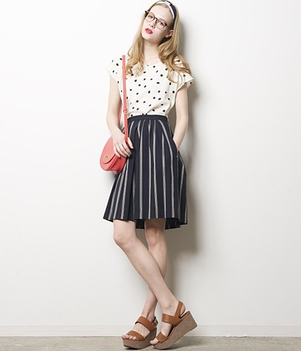 手描きドットブラウス