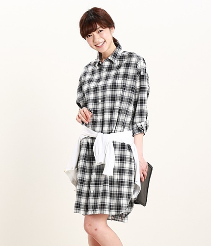 【WEB限定商品】チェック柄ビッグシルエットシャツワンピース