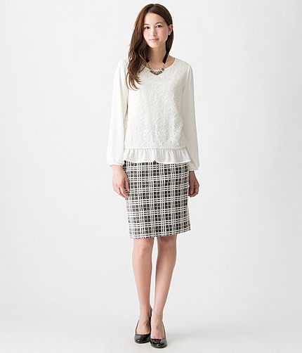 【with3月号掲載 】 【セットアップ対応商品】ジャガードチェック柄タイトスカート