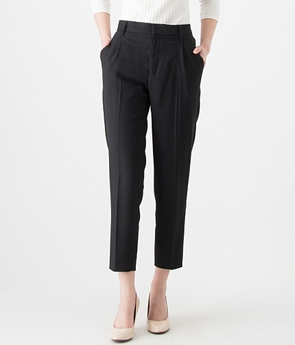 後ろゴムタッククロップドパンツ