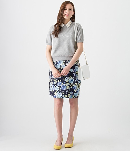 【今だけ!セールOFF率からさらに10%OFF】 ぼかしフラワータックタイトスカート