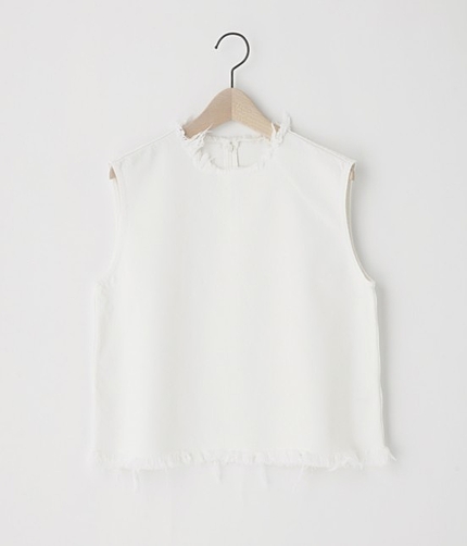 カットオフフリンジデニムトップス