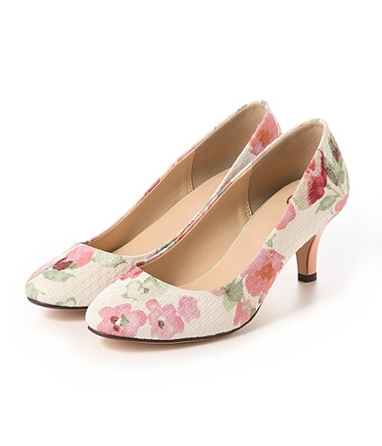 【WEB限定LLサイズ】フラワープリントパンプス