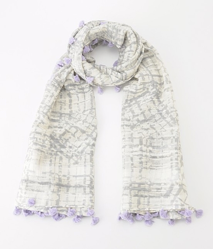 シルク混タッセル付きストール