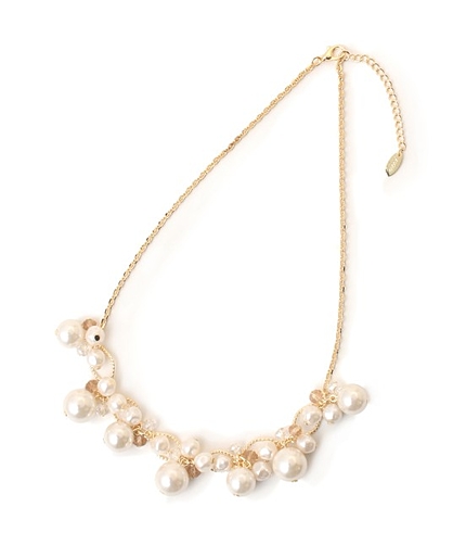 パール/ガラスリングショートネックレス