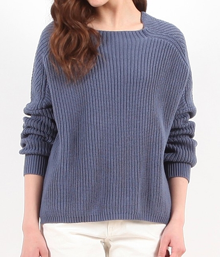 コットン変形畦ロングスリーブプルオーバー