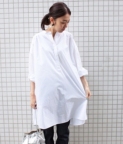 【今だけ!セールOFF率からさらに10%OFF】 【otona MUSE6月号掲載】 ブロードBIGスキッパーシャツチュニックワンピース