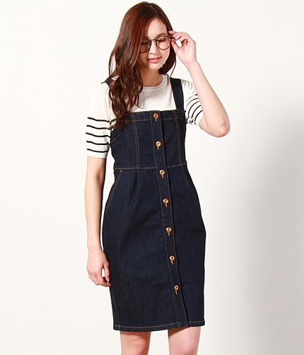 【今だけ!セールOFF率からさらに10%OFF】 【mina5月号掲載】 デニムサロペットスカート