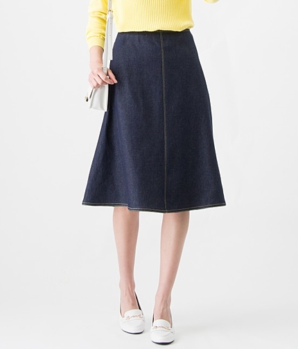デニムミモレ丈サーキュラースカート