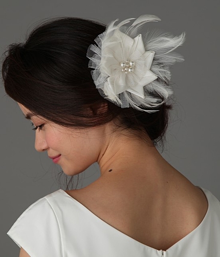 【GIOVANNIO】フェザーフラワーヘッドコサージュ