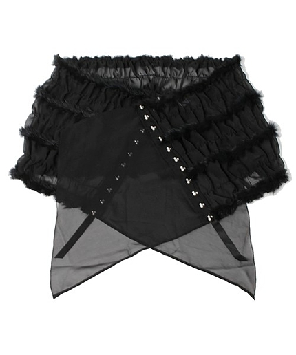 ファー付シフォンギャザーストール