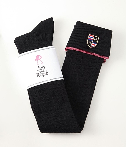 ロゴ刺繍入りニーハイソックス