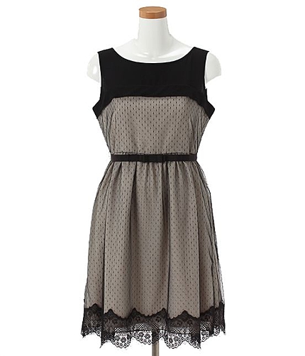 【2点SET】チュールレースコンビベルト付ワンピース