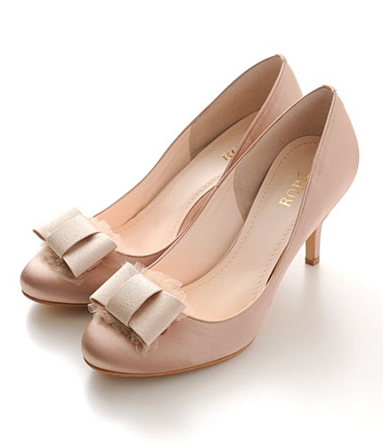 グログランリボンサテンパンプス