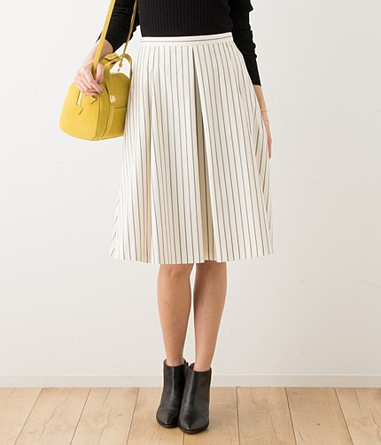 【今だけ!セールOFF率からさらに10%OFF】 ストライプタックフレアースカート