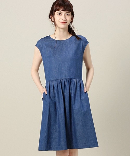 BY 6OZ デニムフレンチスリーブワンピース