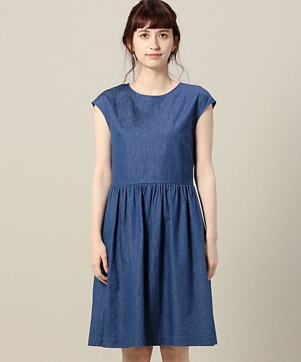 BY 6OZ デニムフレンチスリーブワンピース