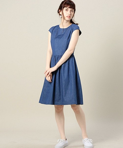 BY 6OZ デニムフレンチスリーブワンピース