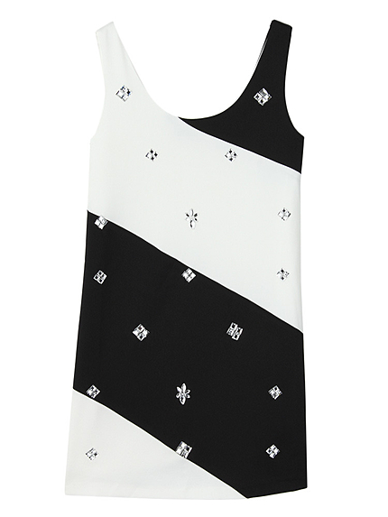 スラッシュバイカラーワンピース