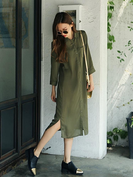 ジョーゼットロングシャツワンピース