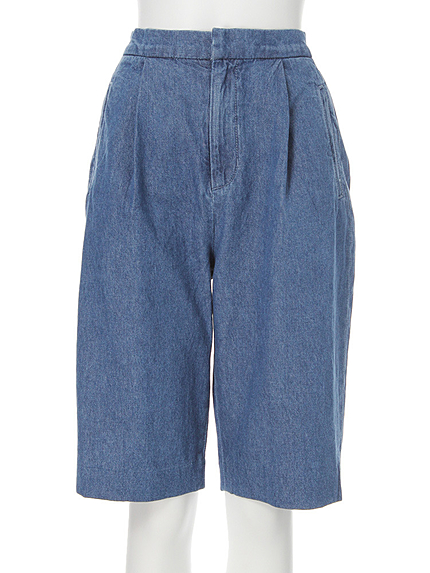 【CASUAL】タックデニムハーフパンツ