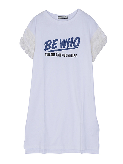 袖フリンジリメイクTワンピース