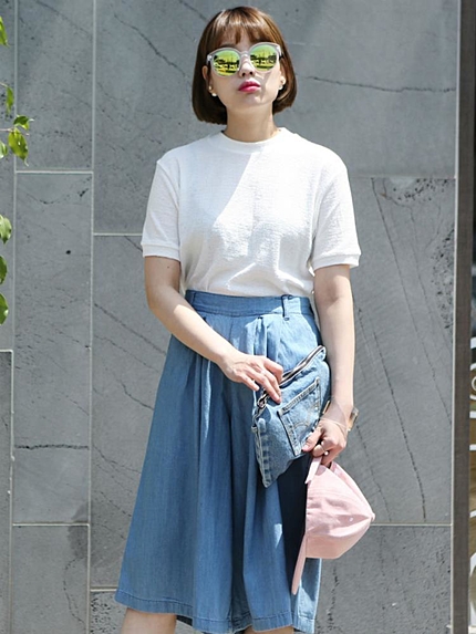 デニムガウチョパンツ