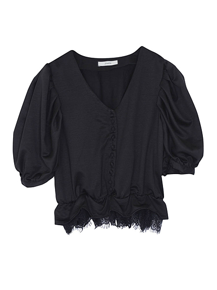 Vネックショートブラウス