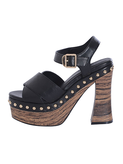 ウッドソールヒールサンダル