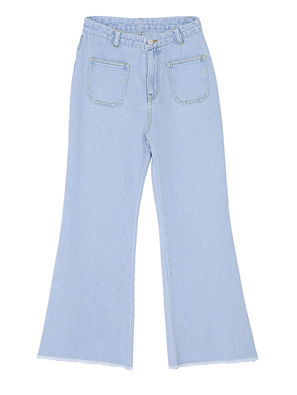 パッチポケットデニムワイドパンツ