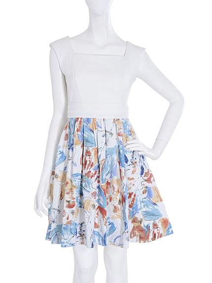 【dazzlin】水彩花柄コンビワンピース