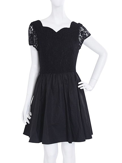 【W】スカラップコンビワンピース