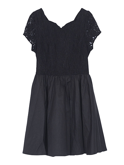 【W】スカラップコンビワンピース