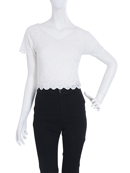 【W】レースコンパクトトップス