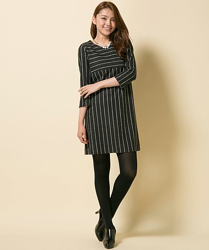 ウールステッチストライプワンピース