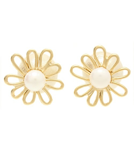 パール×お花ピアス