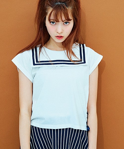 WEGO/レースアップセーラーTシャツ