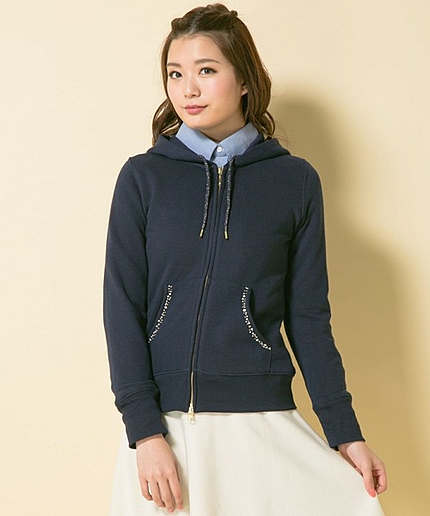 ビジューポイント裏毛パーカー