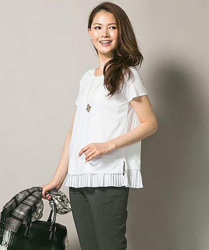 ギザリヨセルプリーツコンビカットソー