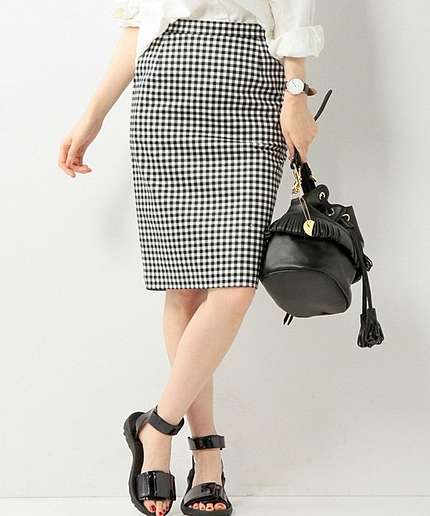 □UAW C/PU ギンガムチェック タイトスカート（mg07V)