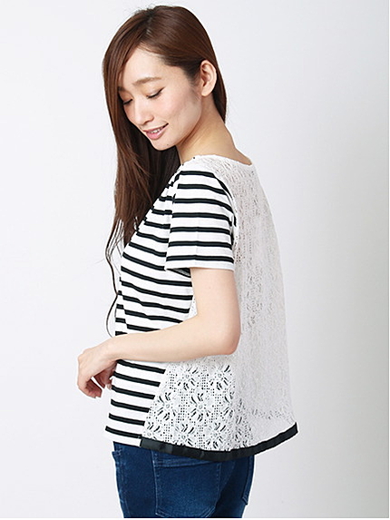 ・バックレースボーダープルオーバー